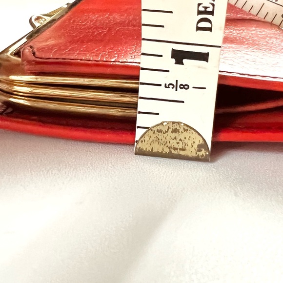 Vintage King calfskin wallet with kisslock poppy red, 1950-1960s retro ladys - Picture 16 of 16